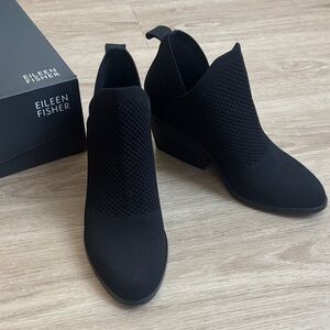 Eileen Fisher Joss-St Black Wedge Ankle Boots - 6